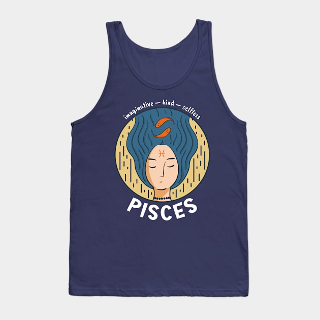 Pisces Zodiac Girl Tank Top by Whimsical Frank